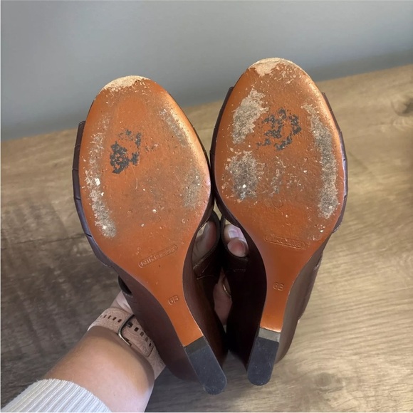 Cole Haan Air Huarache Slide Wedge Sandal Womens Size 6B Slip On Leather Carob - Picture 9 of 11